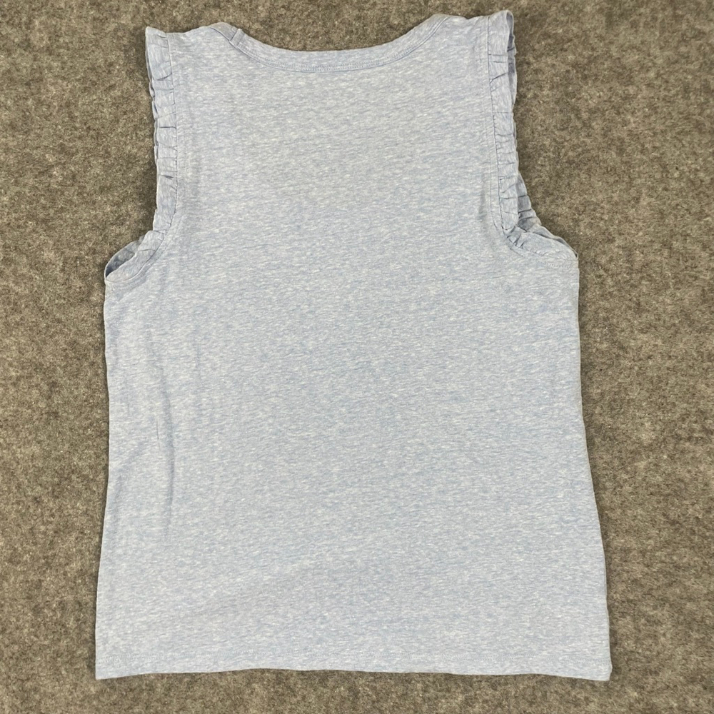 LOFT Women’s Small Blue Ruffle Sleeve Tank Top Lightweight Casual Knit - Picture 6 of 7